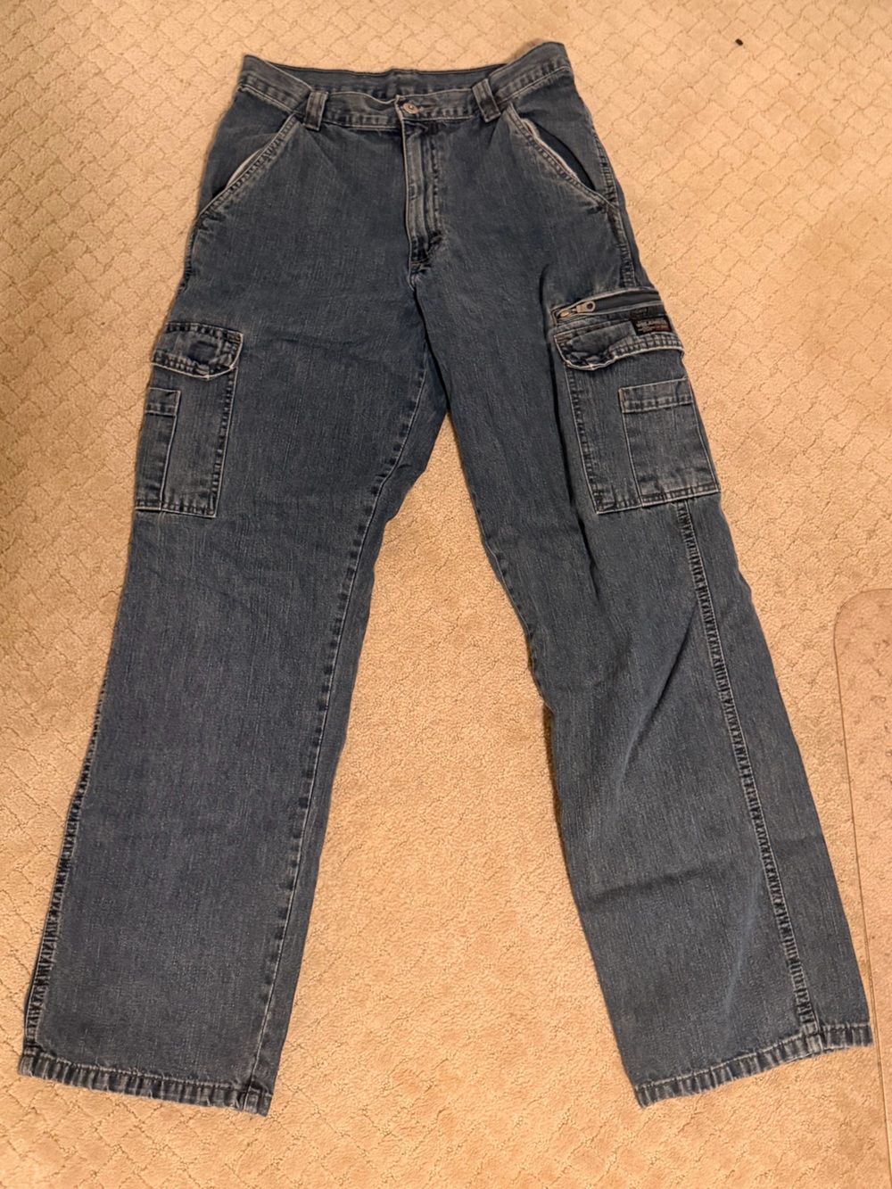 Women’s Navy Cargo Denim Pants with Utility Pockets